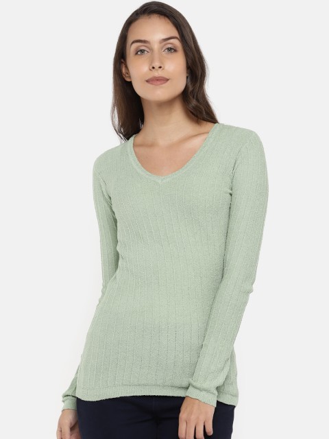 

Manola Women Mint Green Ribbed Winter Top