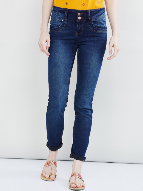 

max Women Blue Skinny Fit Mid-Rise Clean Look Stretchable Jeans