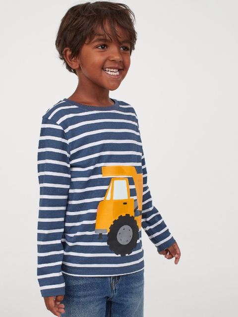 

H&M Boys Navy Blue & Blue Long-Sleeved Jersey Top