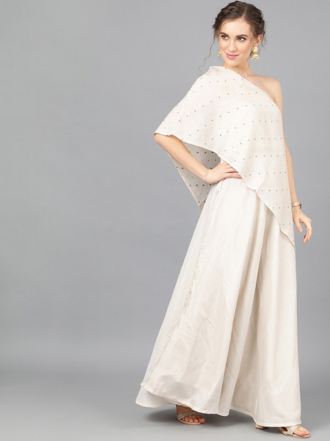 

AKS Off-White Ready to Wear Lehenga with Cape Blouse