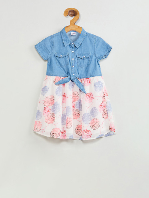 

max Girls Blue Printed A-Line Dress