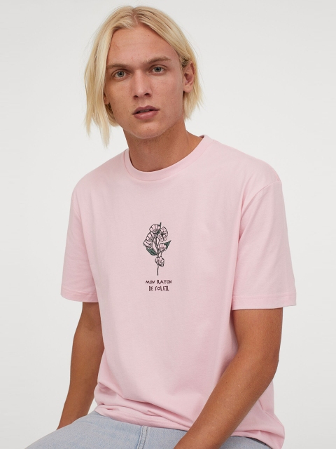 

H&M Men Pink Cotton Tee