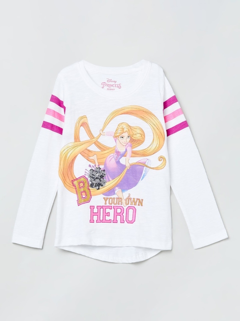 

max Girls White & Purple Rapunzel Print T-shirt
