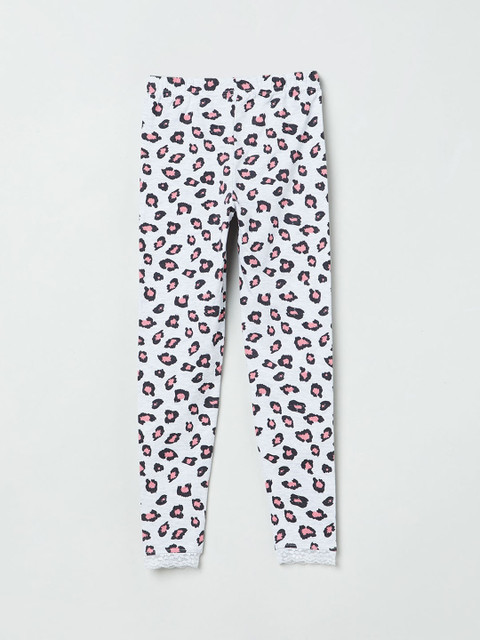 

max Girls Grey & Pink Printed Ankle-Length Leggings