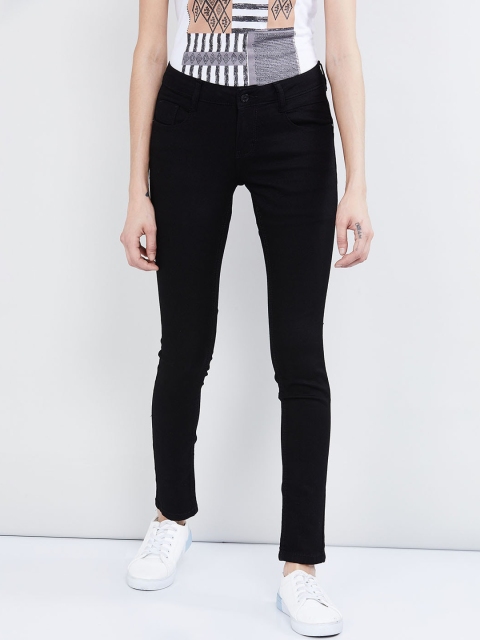 

max Women Black Skinny Fit Mid-Rise Clean Look Stretchable Jeans