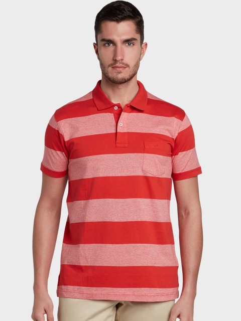 

ColorPlus Men Red Striped Polo Collar T-shirt