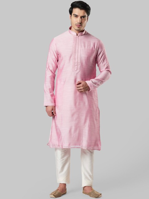 

Ethnix by Raymond Men Pink Solid Straight Kurta