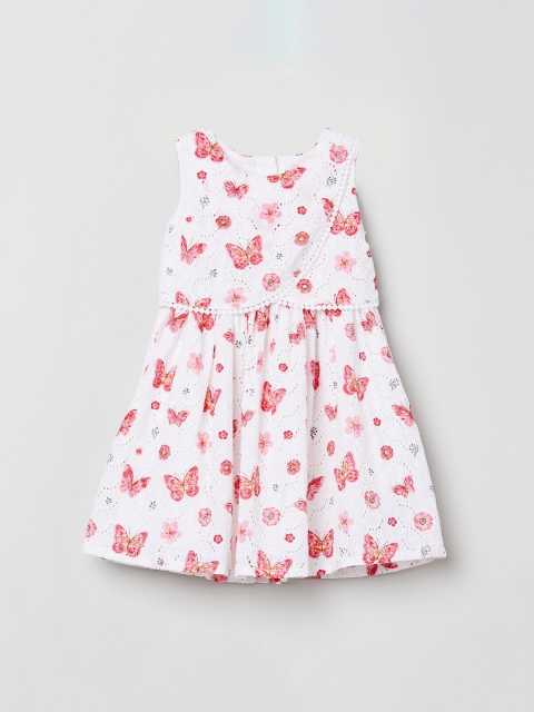 max Girls Cream-Coloured Printed A-Line Dress