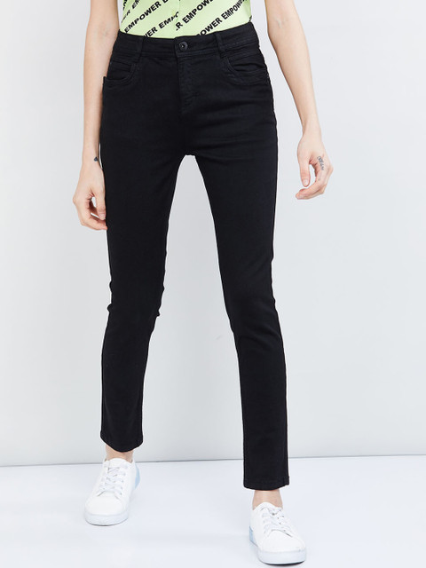 

max Women Black Skinny Fit Mid-Rise Clean Look Stretchable Jeans