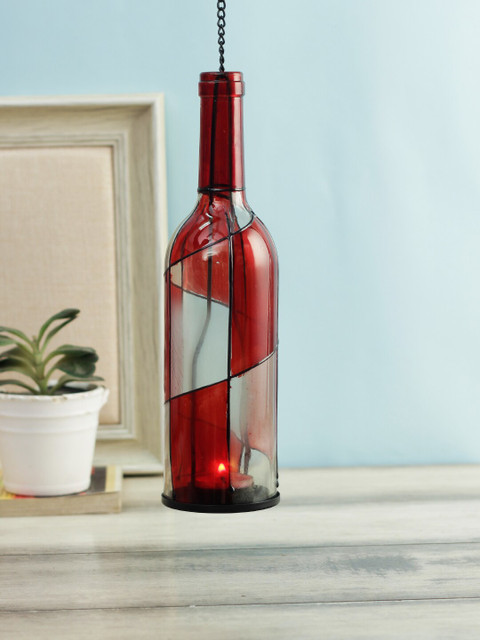 

WISHTANK Unisex Red Hanging Wine Bottle Tealight Holder