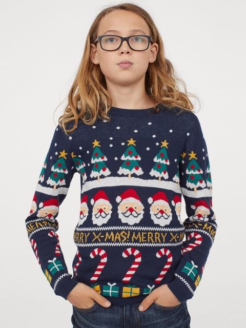 

H&M Boys Navy Blue Jacquard-Knit Jumper