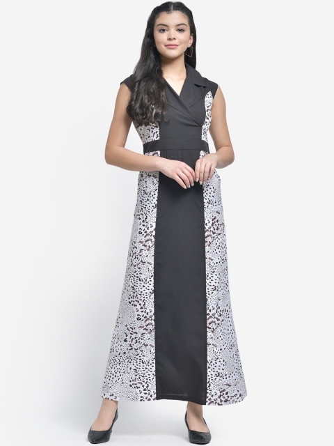 

Texco Women Black & Off-White Colourblocked Maxi Dress