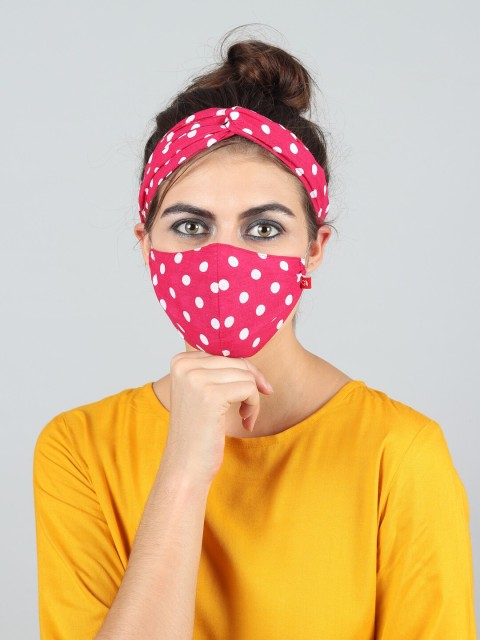 

Swiss Design Women Green Single 2-Ply Outdoor Mask Criss Cross Head Band & 1 Hair Band, Pink
