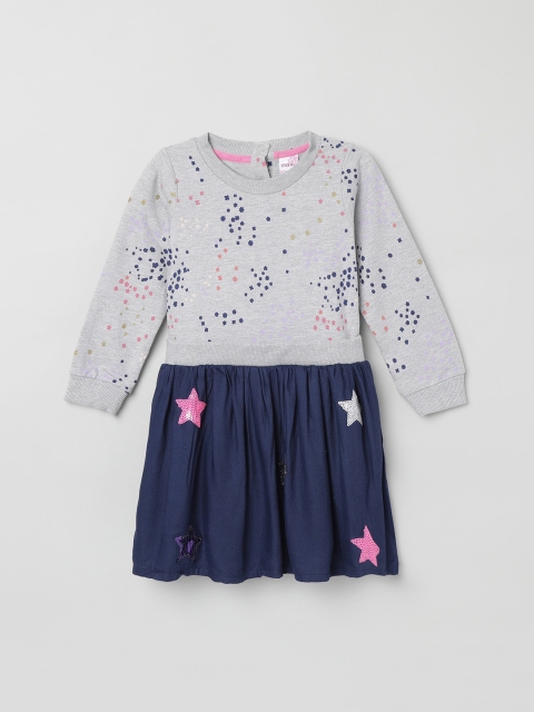 

max Girls Grey Printed A-Line Dress