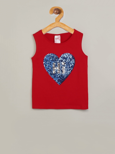 max Girls Red Embellished Knitted Top