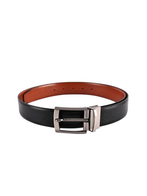 

BuckleUp Men Black & Tan Solid Leather Belt