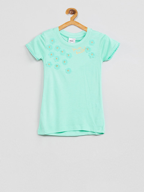 

max Girls Green Solid Knitted Top