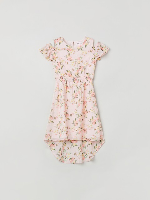 

max Girls Peach & Green Floral Print Fit and Flare Dress