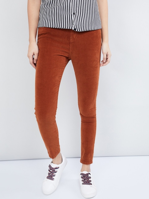 max Women Brown Skinny Fit Mid-Rise Clean Look Stretchable Jeans