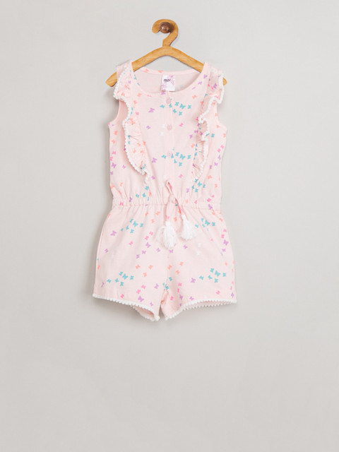 

max Girls Pink Butterfly Printed Romper