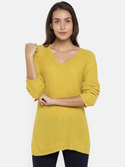 

Manola Women Mustard Yellow Ribbed Winter Top