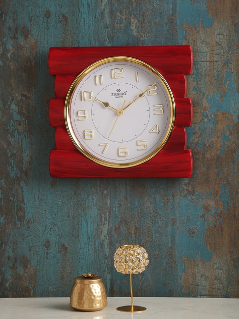 

ZANIBO White & Red Square Solid Analogue 35 cm Wall Clock