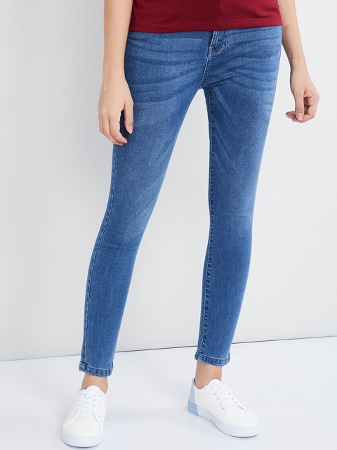 

max Women Blue Skinny Fit Mid-Rise Clean Look Stretchable Jeans