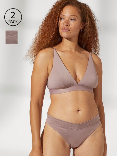 

H&M Women Grey Solid 2-Pack Modal Brazilian Briefs 0928209002