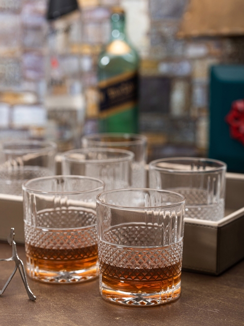 

Roxx Set Of 6 Transparent Diamond Textured Glasses