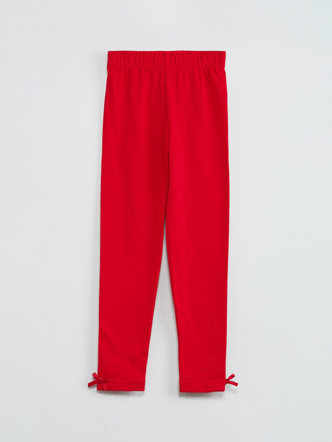 

max Girls Red Solid Ankle-Length Leggings