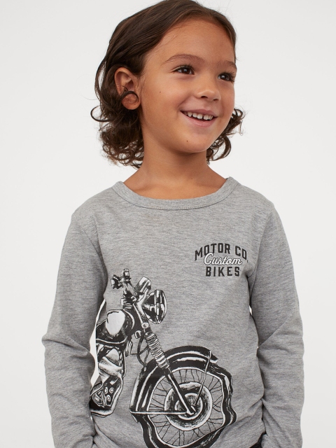 

H&M Boys Grey Printed Jersey Top