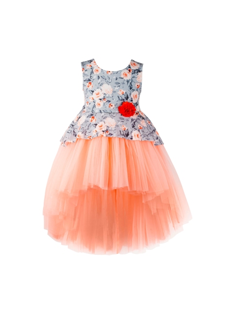 

Toy Balloon kids Girls Orange Printed Fit and Flare Dress