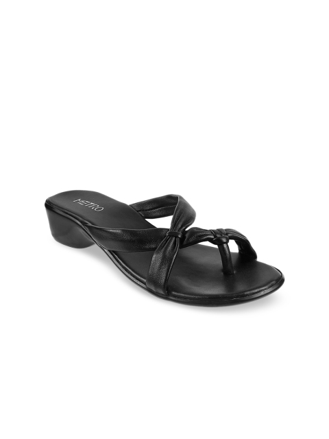 

Metro Women Black Solid Leather Heels