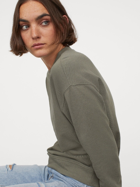 

H&M Women Olive Green Solid Sweat