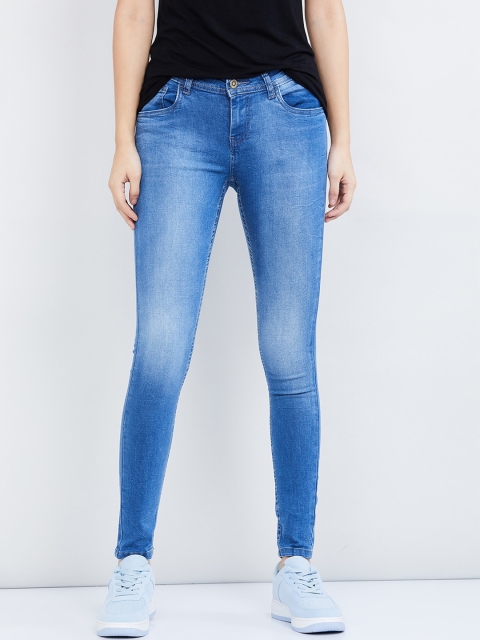 

max Women Blue Skinny Fit Mid-Rise Clean Look Stretchable Jeans