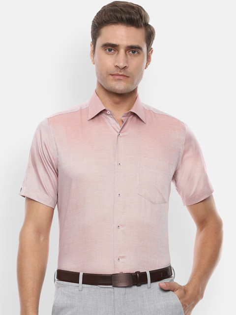 

Van Heusen Men Pink Slim Fit Self Design Formal Shirt
