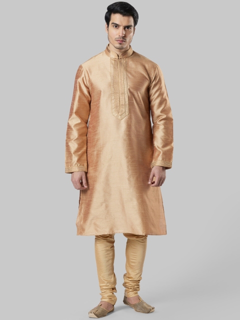 

Ethnix by Raymond Men Peach-Coloured Solid Straight Kurta