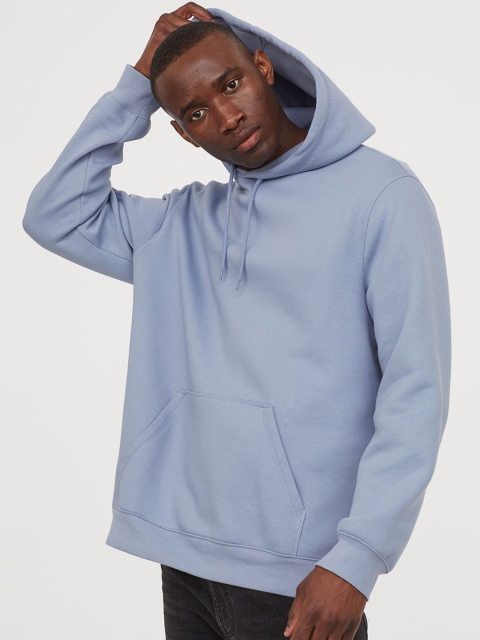 

H&M Men Blue Solid Relaxed Fit Hoodie Sweatshirt