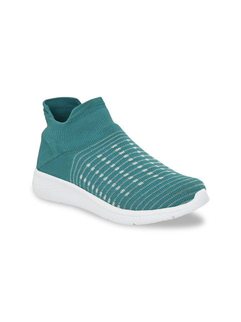 

AfroJack Women Green Woven Design Textile Mid-Top Slip-On Sneakers