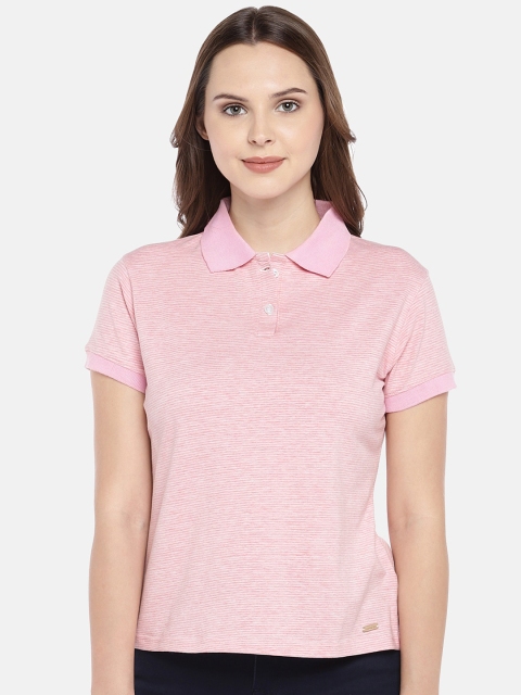 

Manola Women Pink Solid Polo Collar T-shirt