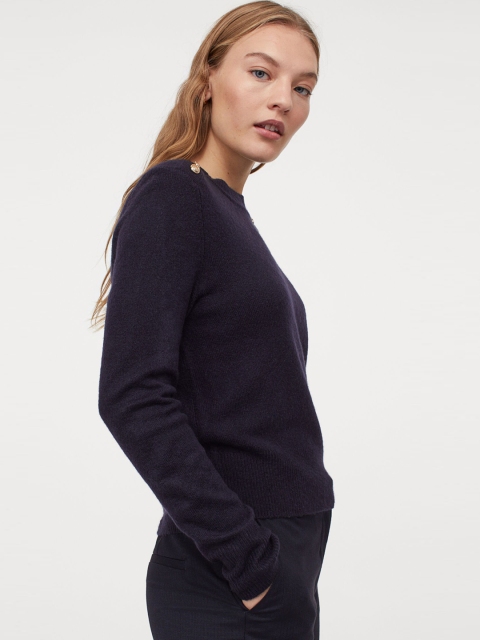 

H&M Women Navy Blue Fine Knit Sweater
