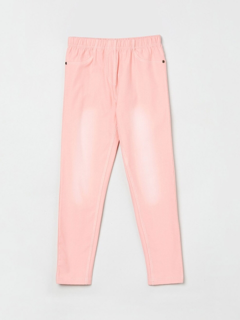 

max Girls Pink Solid Jeggings