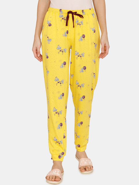 

Zivame Women Yellow Printed Lounge Pants