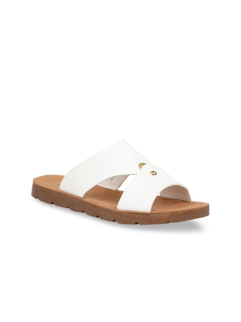 

Bata Women White Solid PU Open Toe Flats