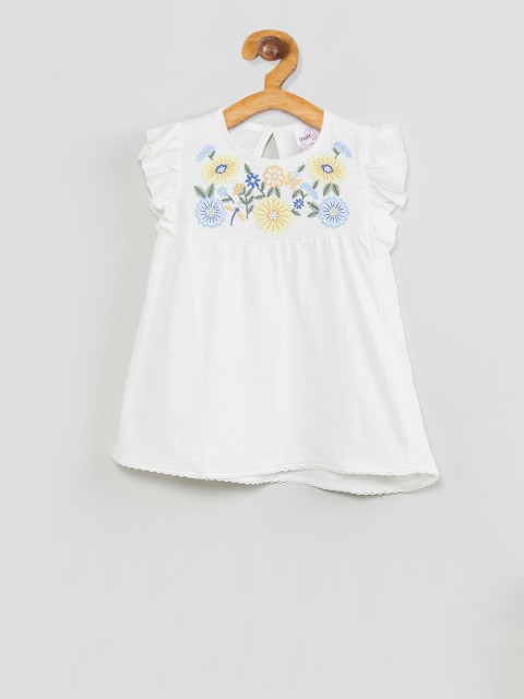 

max Girls White Embroidered Empire Dress