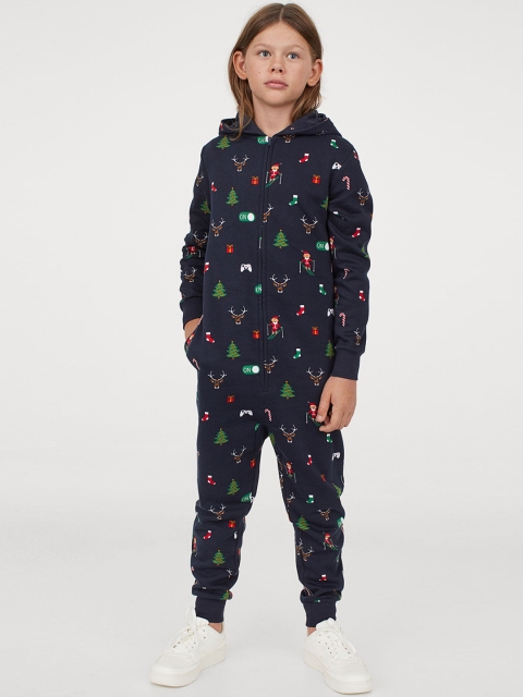 

H&M Boys Blue Printed Sweatshirt All-In-One Suit