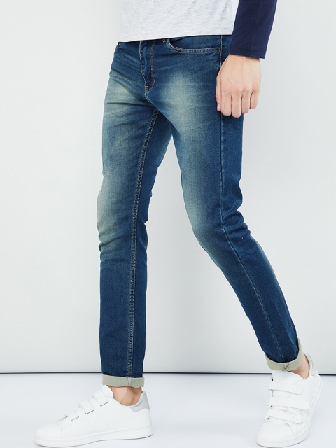 

max Men Blue Slim Fit Mid-Rise Clean Look Stretchable Jeans
