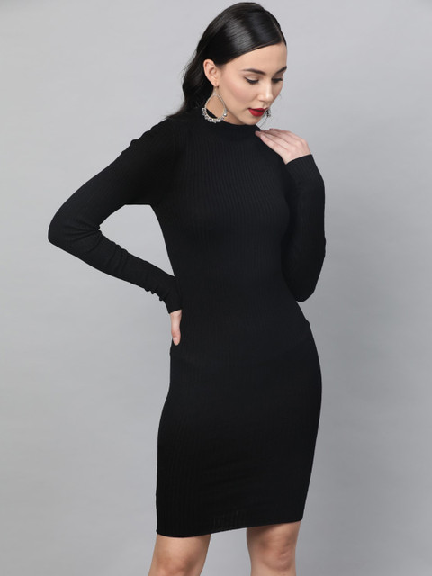 

STREET 9 Women Black Solid Sheath Dress