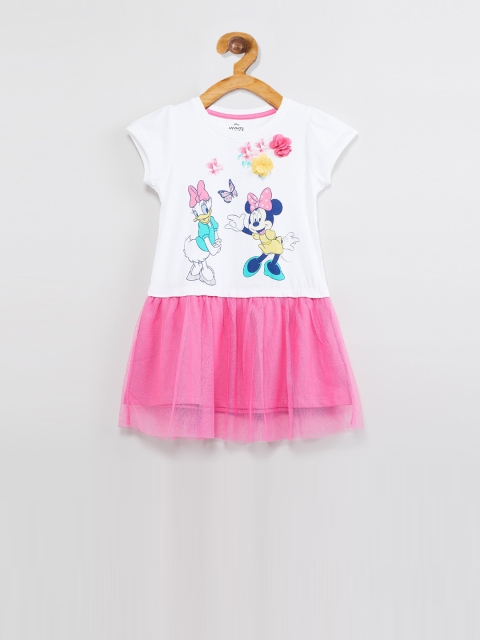 

max Girls White Printed A-Line Dress