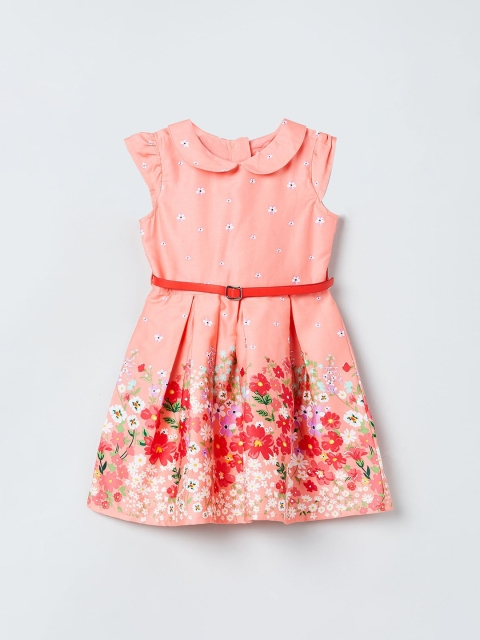

max Girls Pink Floral Printed Fit and Flare Dress